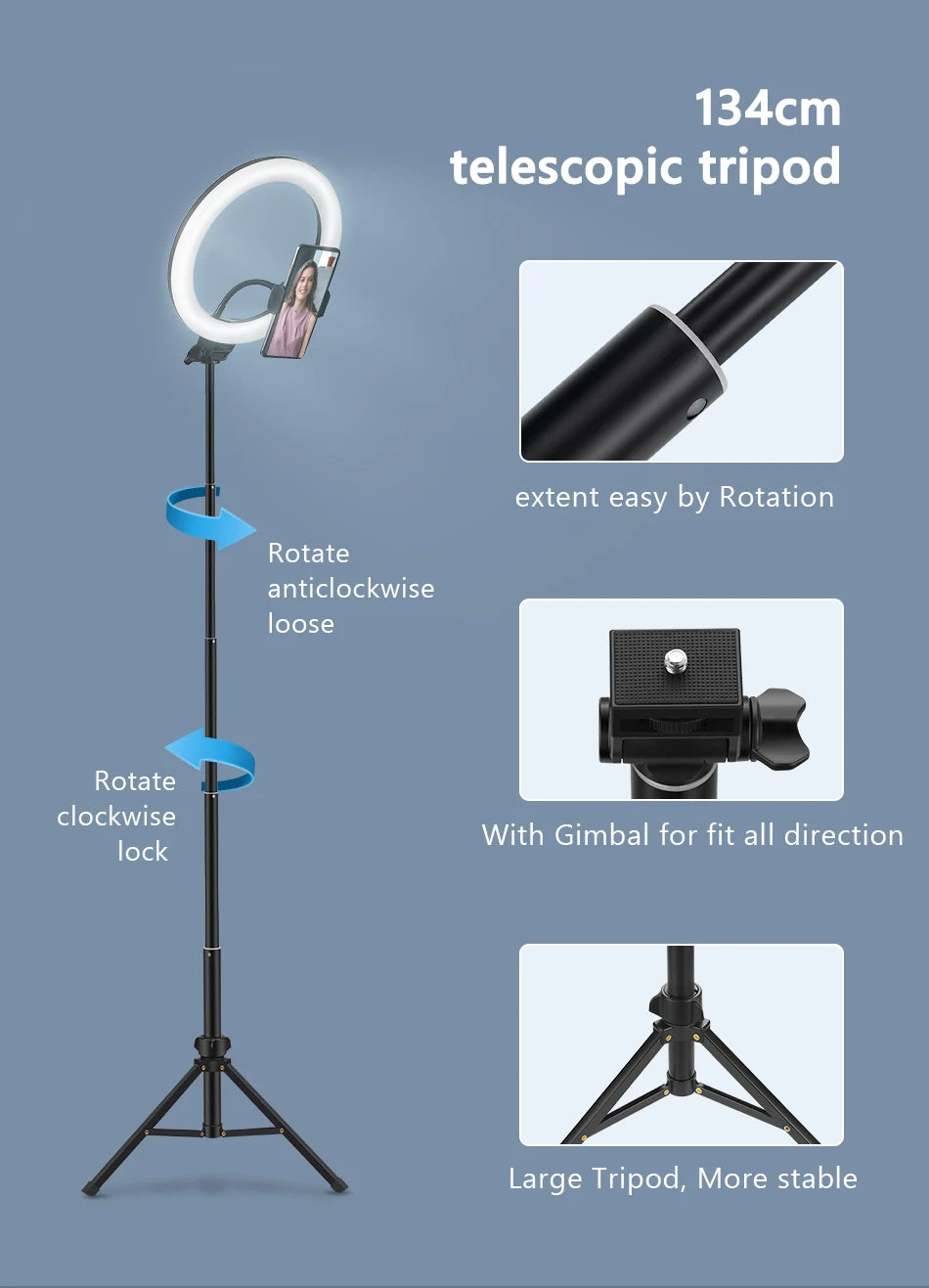 Youtube Shooting Vlog Selfie Circular Photo Ring Light Led Photographic Video Camera Lamp Studio Lighting Phone Holder