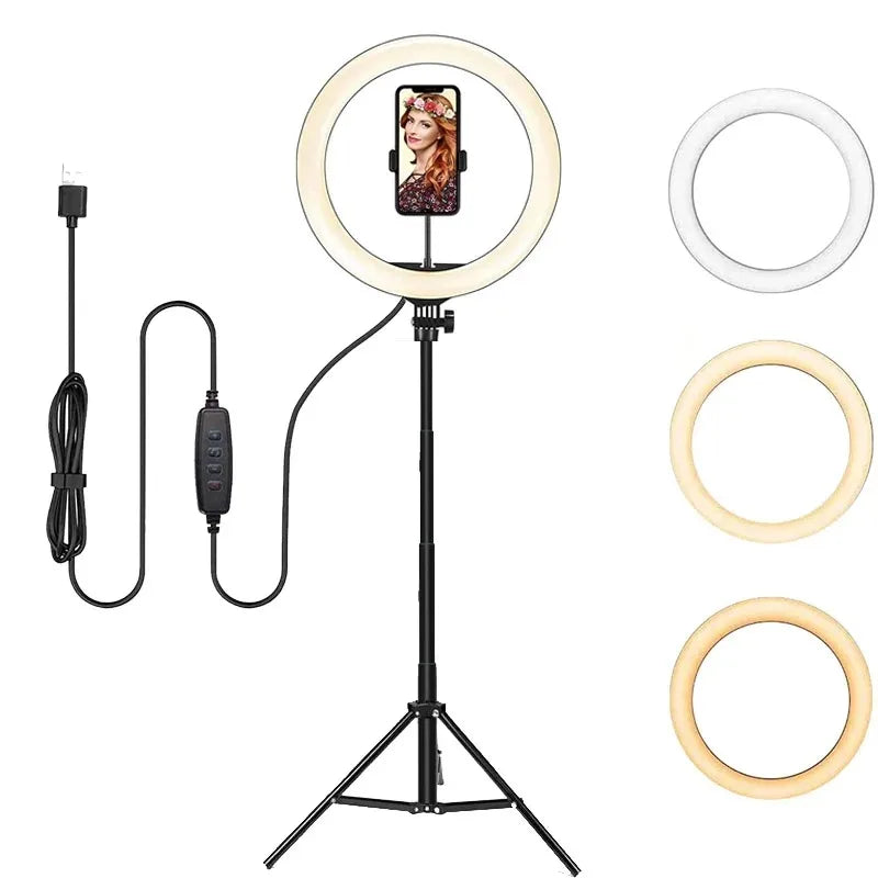 Youtube Shooting Vlog Selfie Circular Photo Ring Light Led Photographic Video Camera Lamp Studio Lighting Phone Holder