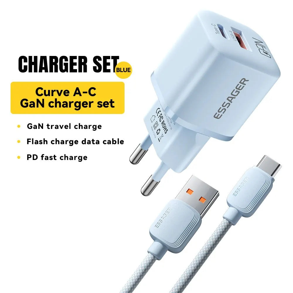 Essager 20W GaN USB Type C Charger PD Fast Charge Phone QC 3.0 Quick Chargers For iPhone 14 13 12 11 Pro Max Mini iPad Charging