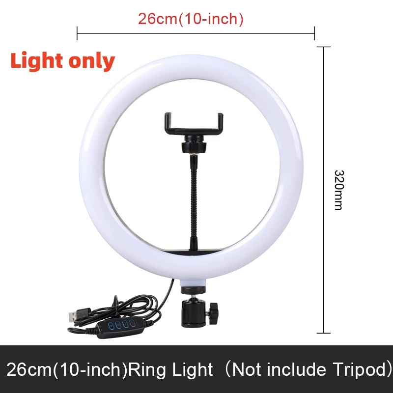 Youtube Shooting Vlog Selfie Circular Photo Ring Light Led Photographic Video Camera Lamp Studio Lighting Phone Holder