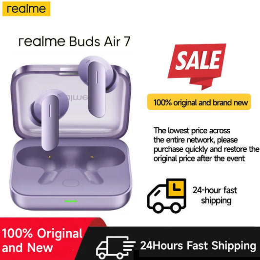 Global Version realme Buds Air 7 Earphone 52dB Noise Reduction BT 5.4  Hi-Res LDAC 2.0 Wireless Headphone realme Buds Air7