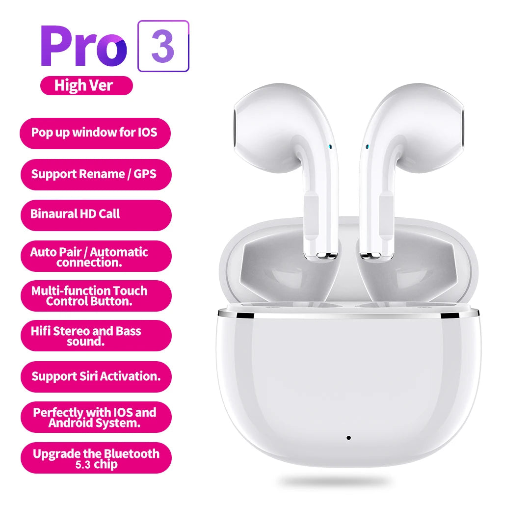 Air buds PRO 3 Ear Pods Wireless Sports Earphones Hot Sale Bluetooth 5.3 In Ear Headphones TWS Mini Earbuds