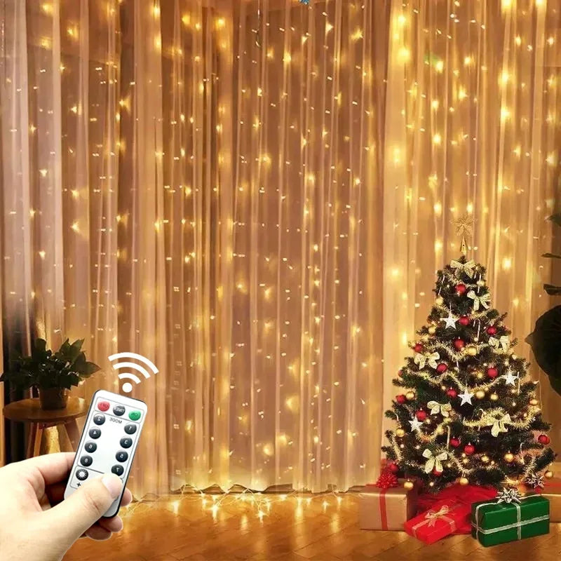 6M Christmas Decoration Remote Control Holiday Wedding Fairy Tale Flower Ring Light Bedroom Curtain Battery Box String Light