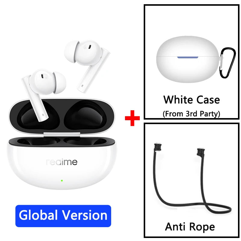 Global Version realme Buds Air 5 TWS Earphone 50dB Active Noise Cancellation 38Hour Battery Life IPX5 Bluetooth 5.3