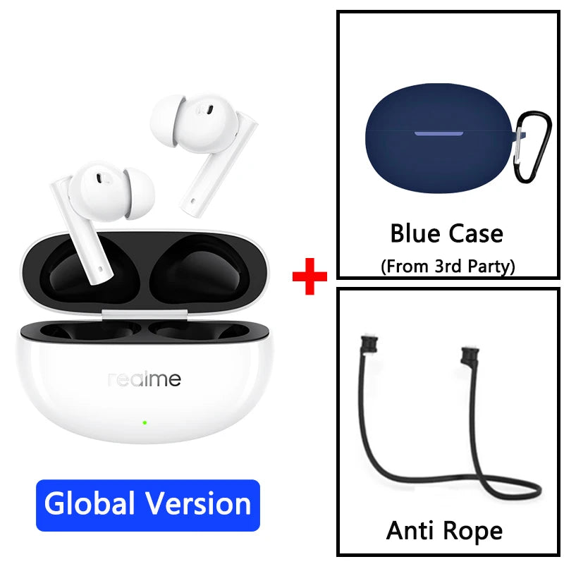 Global Version realme Buds Air 5 TWS Earphone 50dB Active Noise Cancellation 38Hour Battery Life IPX5 Bluetooth 5.3