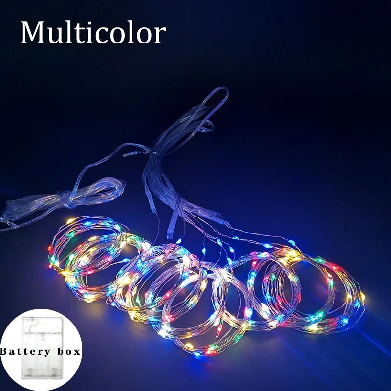 6M Christmas Decoration Remote Control Holiday Wedding Fairy Tale Flower Ring Light Bedroom Curtain Battery Box String Light