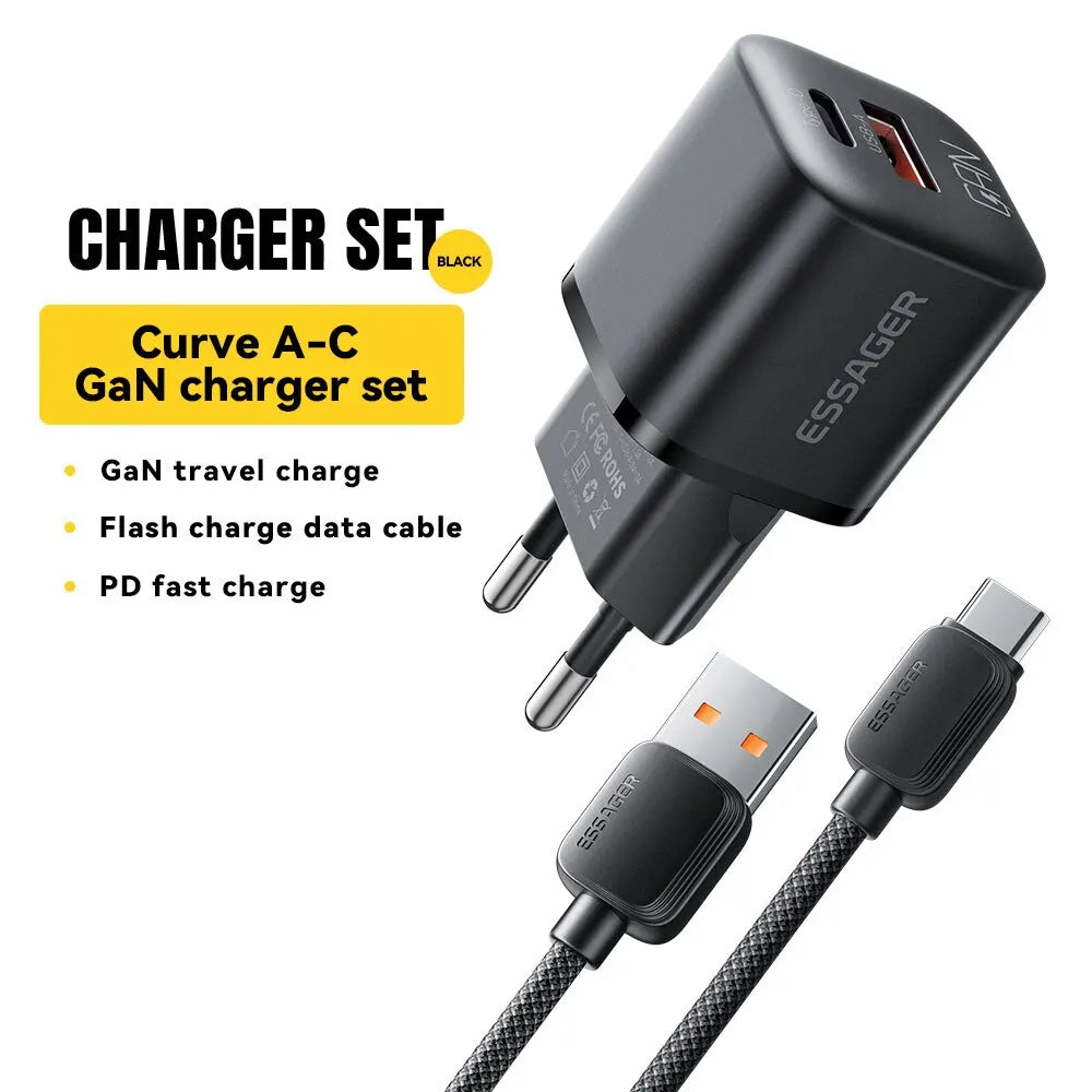 Essager 20W GaN USB Type C Charger PD Fast Charge Phone QC 3.0 Quick Chargers For iPhone 14 13 12 11 Pro Max Mini iPad Charging