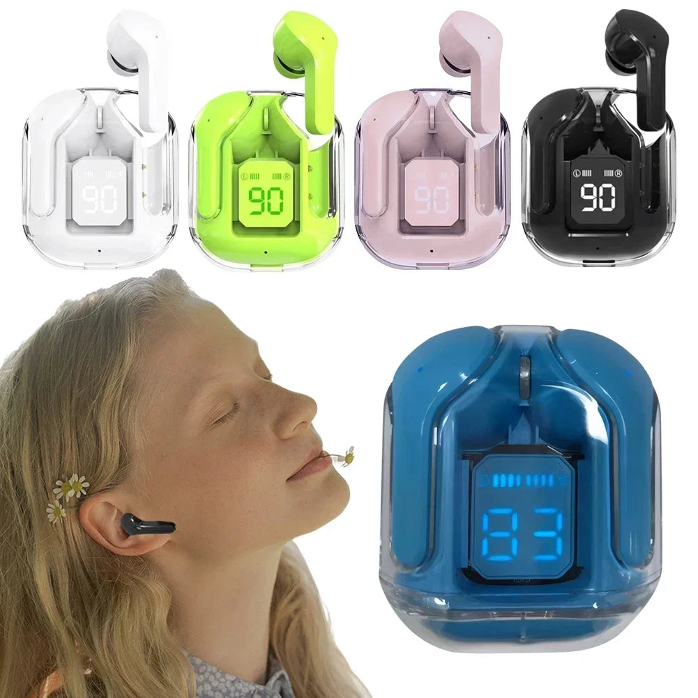 INRAM Wireless Bluetooth Earphone Transparent HIFI Stereo Sound 300mAh TWS Headphones LED Display In-Ear Earbuds XT16