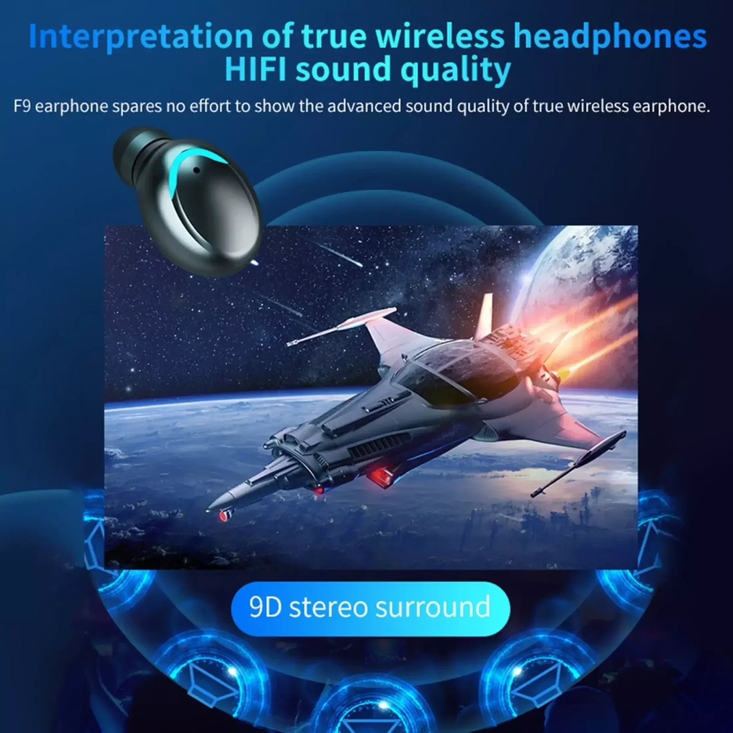 F9 Bluetooth headsets 5.3 Headphones Sport Waterproof Noise Reduction in-ear Wireless Earbuds With Mic For Xiaomi iPhone