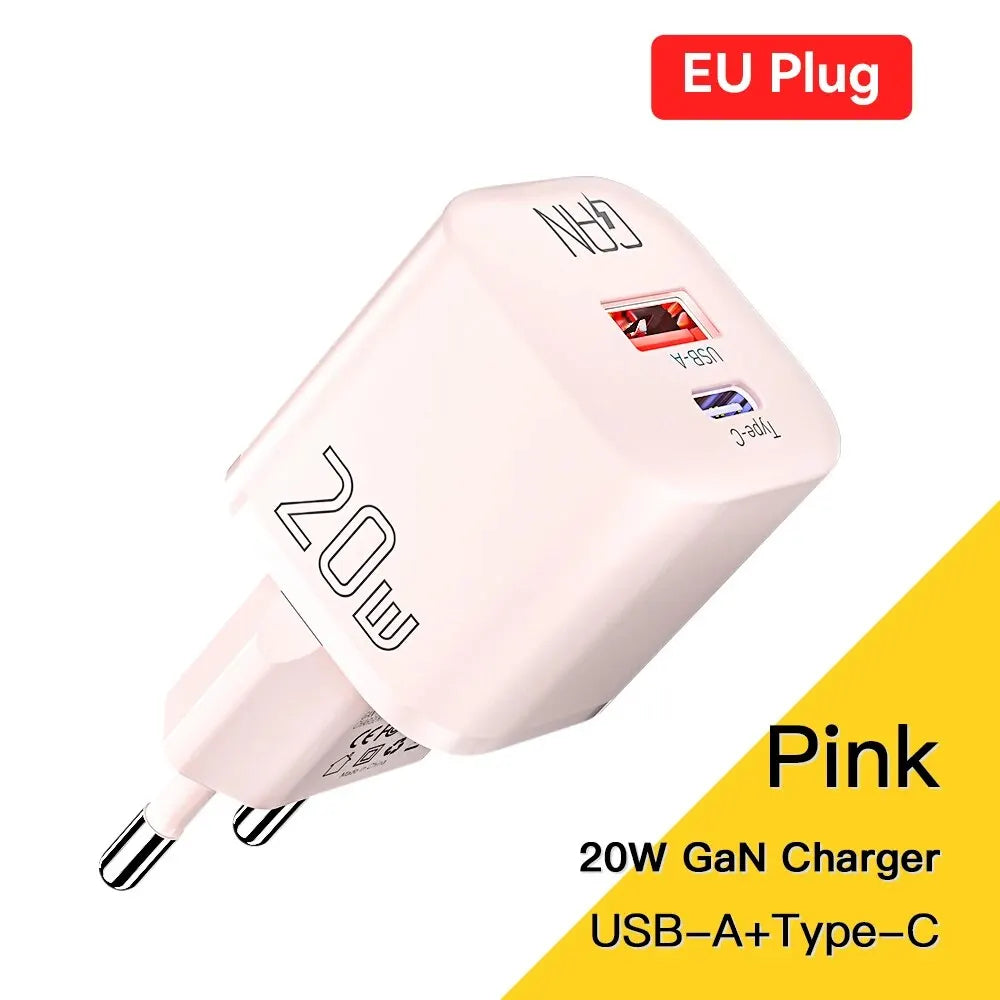 Essager 20W GaN USB Type C Charger PD Fast Charge Phone QC 3.0 Quick Chargers For iPhone 14 13 12 11 Pro Max Mini iPad Charging