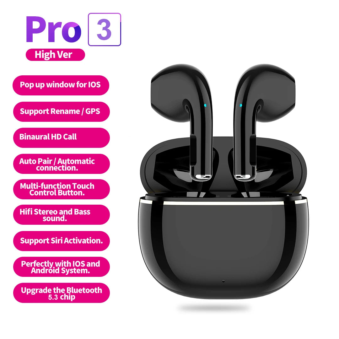 Air buds PRO 3 Ear Pods Wireless Sports Earphones Hot Sale Bluetooth 5.3 In Ear Headphones TWS Mini Earbuds